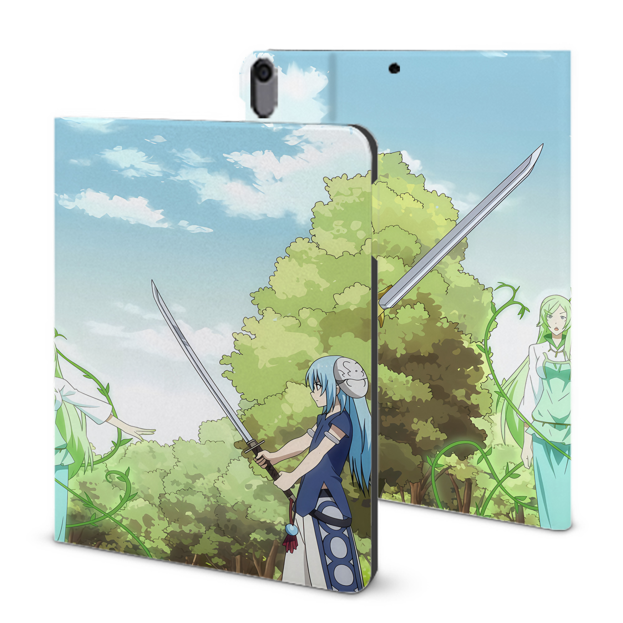 （画像用） 転スラ Regarding Reincarnated to Slime IPad ケース ブック型 PUレザー TPU 耐衝撃 軽量 薄型 ペン収納なし 全面保護 IPad 各モデル対応